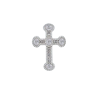 CROSS PENDANT - SILVER, CRYSTALS AND ZIRCONIA