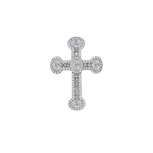 CROSS PENDANT - SILVER, CRYSTALS AND ZIRCONIA