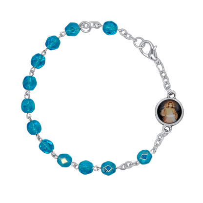 CRYSTAL ROSARY BRACELET - METAL