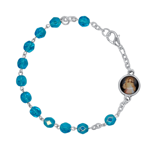 CRYSTAL ROSARY BRACELET - METAL