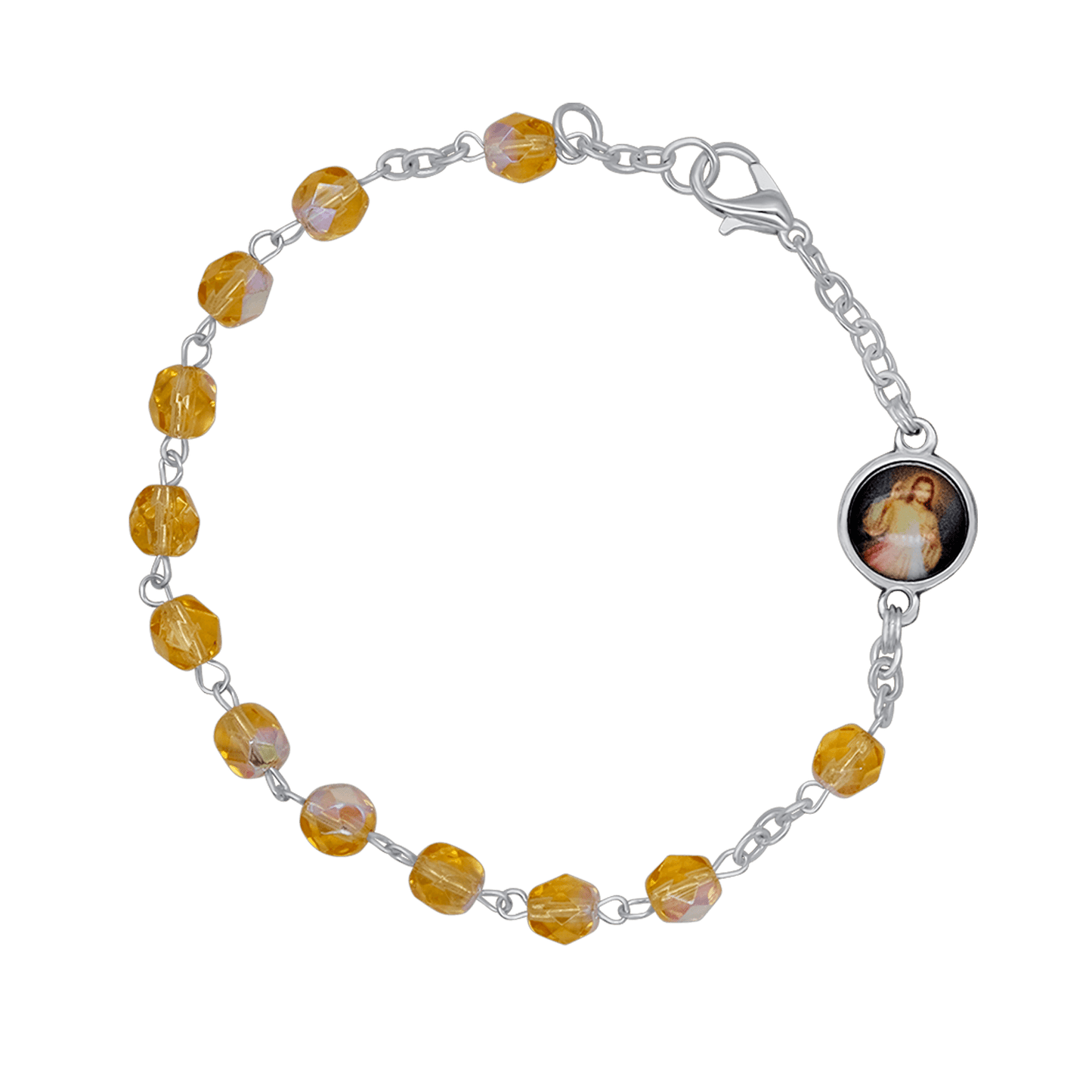 CRYSTAL ROSARY BRACELET - METAL