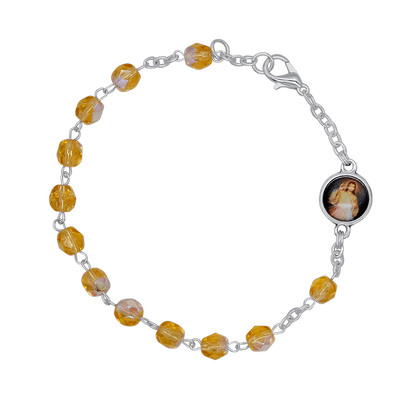 CRYSTAL ROSARY BRACELET - METAL