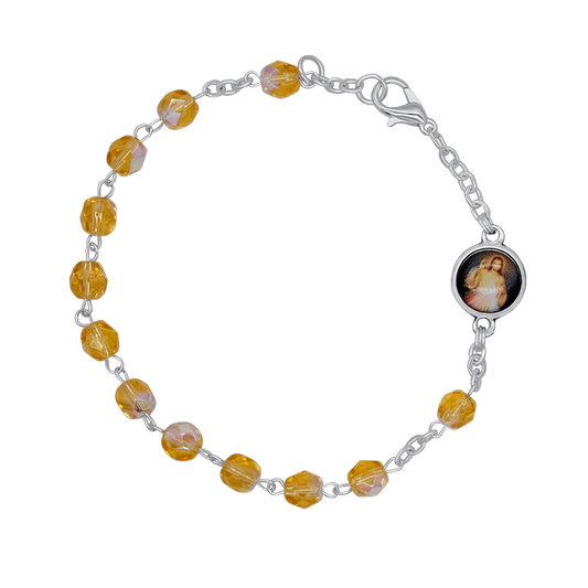 CRYSTAL ROSARY BRACELET - METAL
