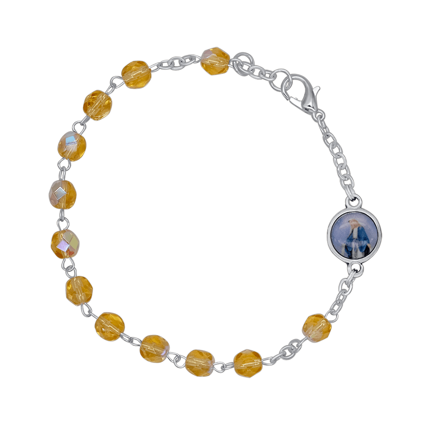 CRYSTAL ROSARY BRACELET - METAL