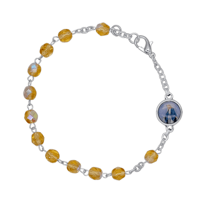 CRYSTAL ROSARY BRACELET - METAL