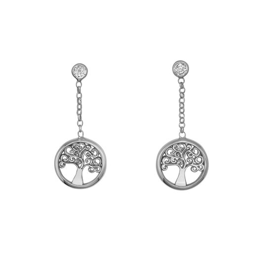 TREE OF LIFE - DANGLING EARRINGS - SILVER