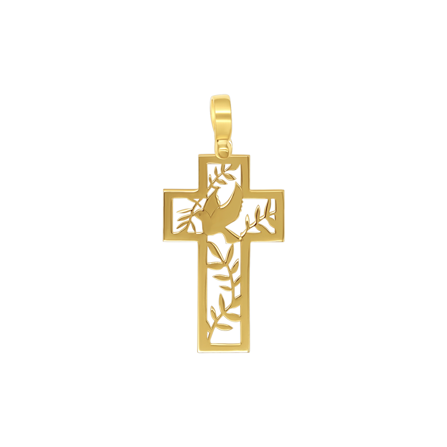 DOVE OF PEACE - CROSS PENDANT - GOLDEN SILVER