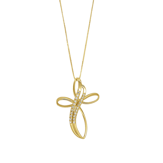 CROSS NECKLACE - DIAMONDS AND GOLD