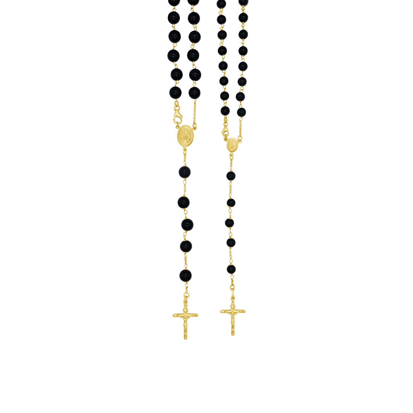 ONYX ROSARY BEADS - GOLD