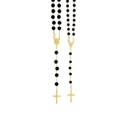 ONYX ROSARY BEADS - GOLD