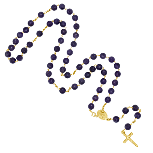 AMETHYST ROSARY BEADS - GOLD