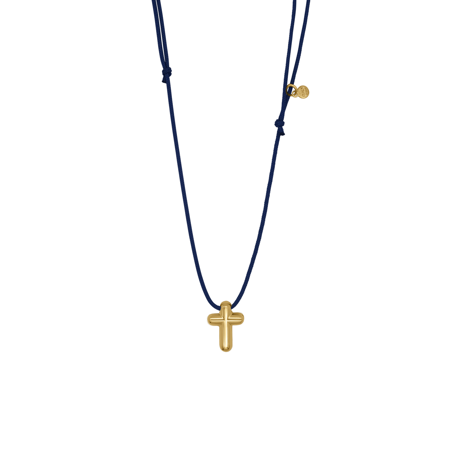 CROSS NECKLACE - BLUE ROPE AND GOLDEN SILVER