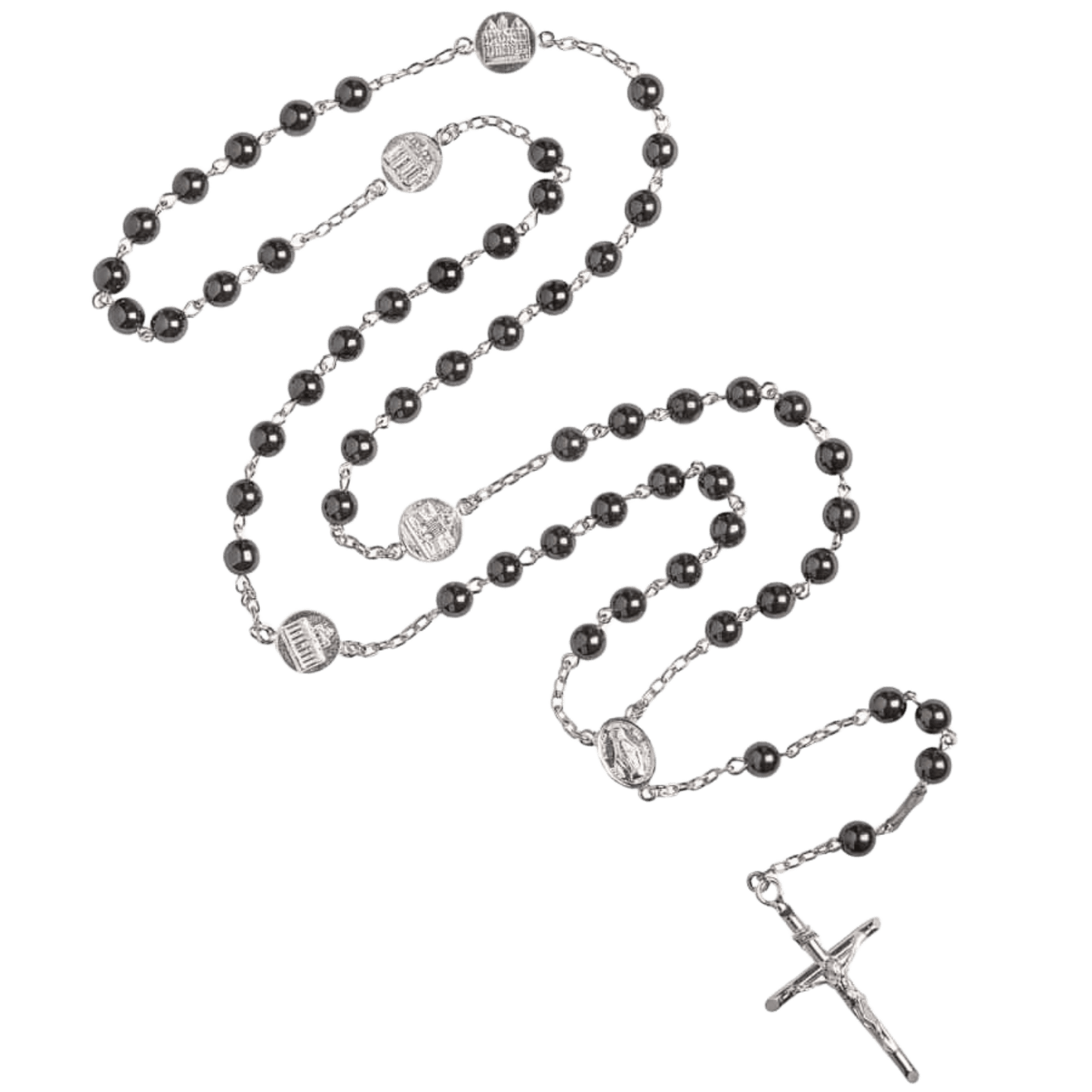HEMATITE ROSARY - SILVER