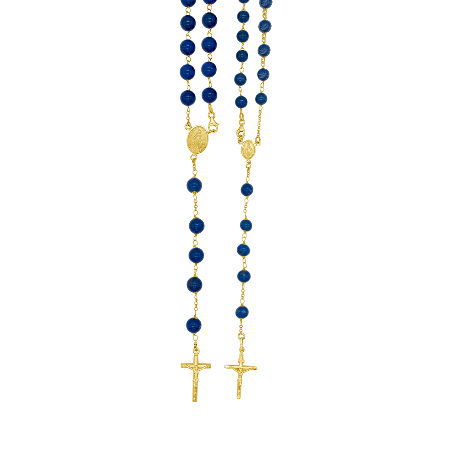 LAPIS LAZULI BEADS - ROSARY - GOLD