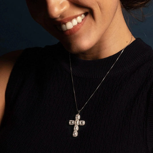 CROSS PENDANT - SILVER AND ZIRCONIA