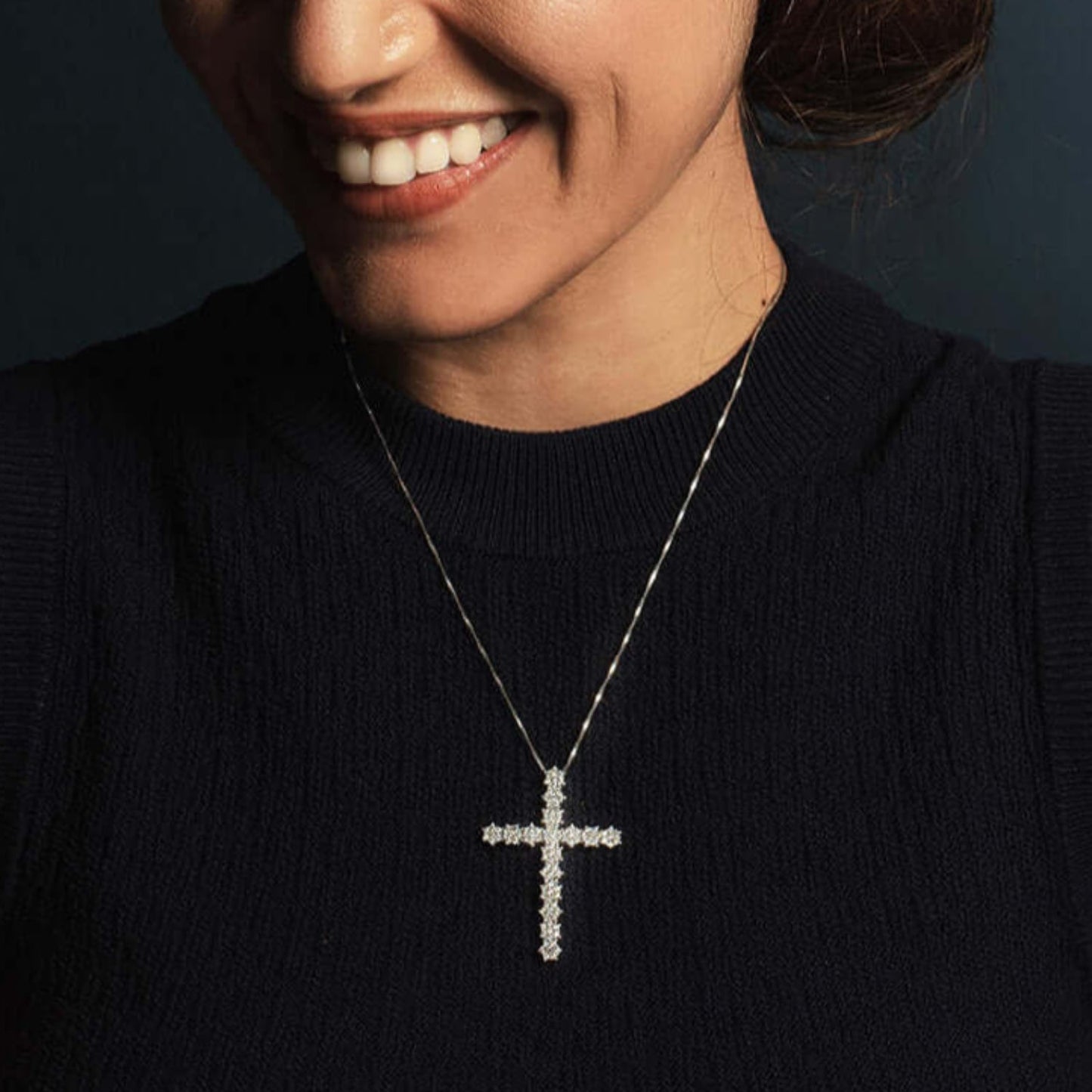 CROSS PENDANT - SILVER AND ZIRCONIA