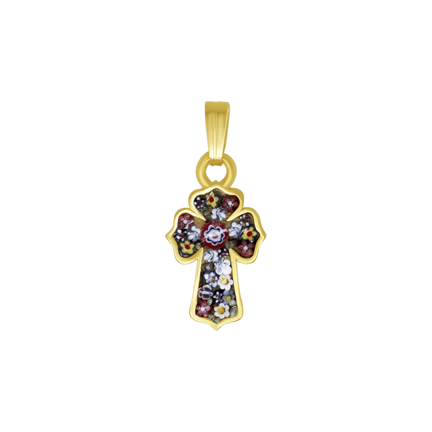 CROSS PENDANT - MICROMOSAIC JEWELRY - GOLDEN METAL