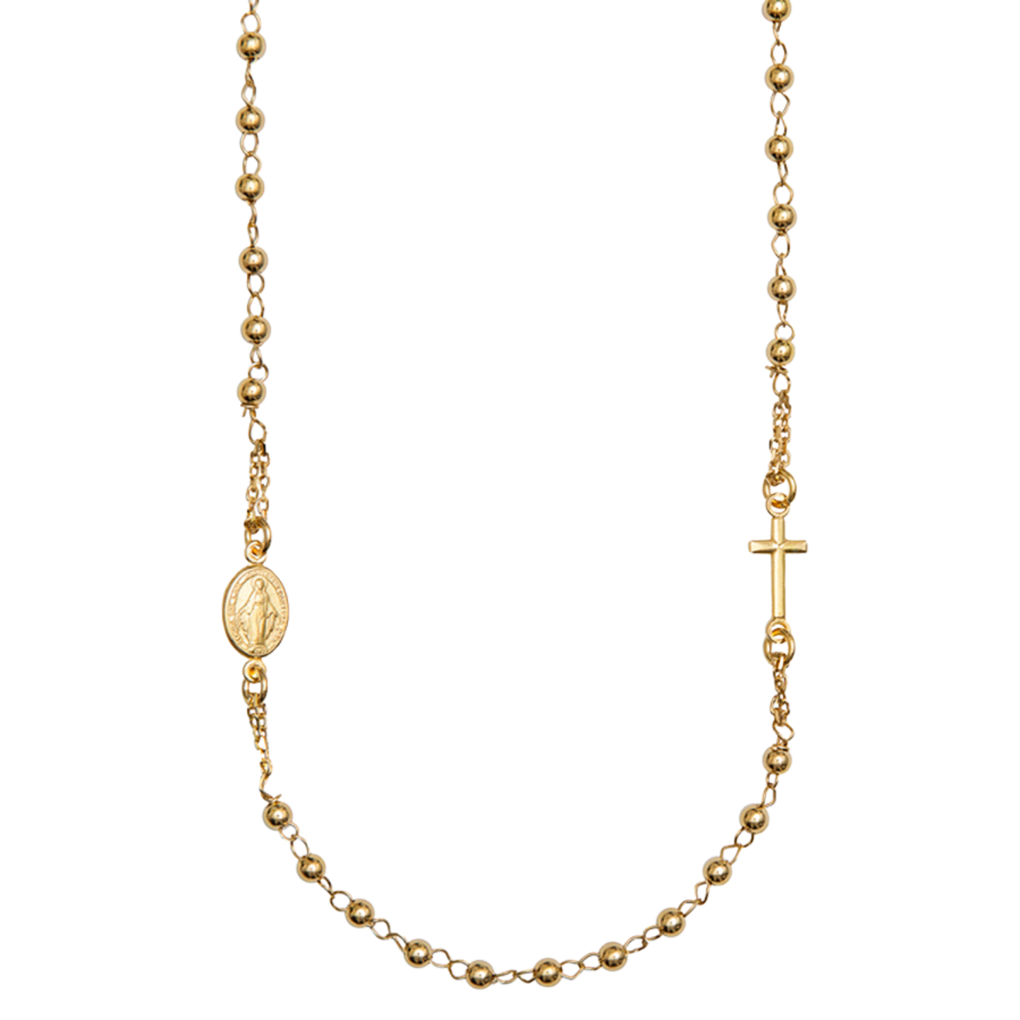 MIRACULOUS AND CROSS - NECKLACE - VERMEIL SILVER