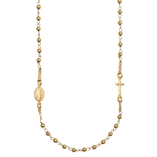MIRACULOUS AND CROSS - NECKLACE - VERMEIL SILVER