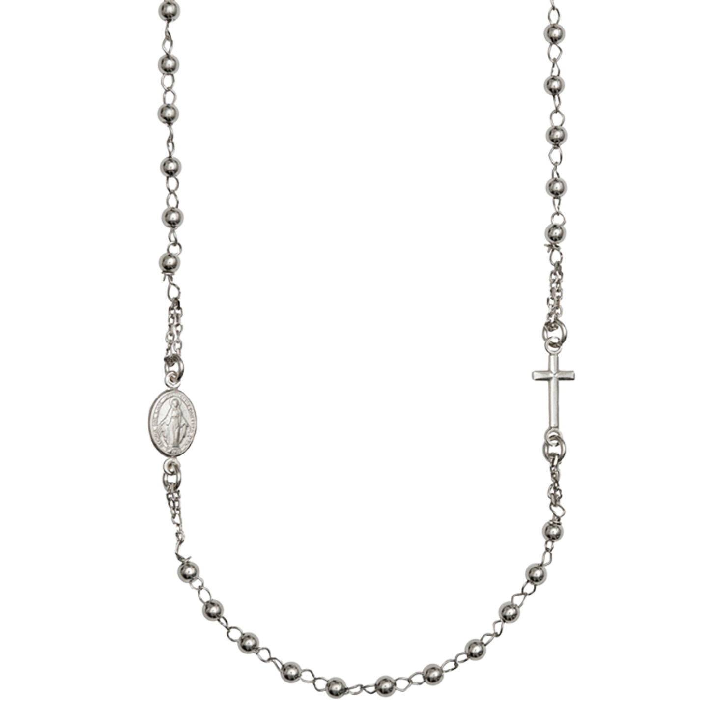 MIRACULOUS AND CROSS - NECKLACE - WHITE GOLD