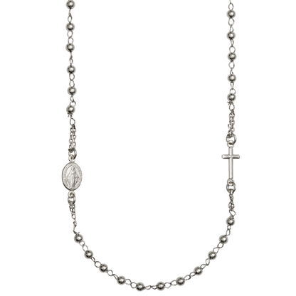 MIRACULOUS AND CROSS - NECKLACE - WHITE GOLD
