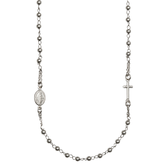 MIRACULOUS AND CROSS - NECKLACE - WHITE GOLD
