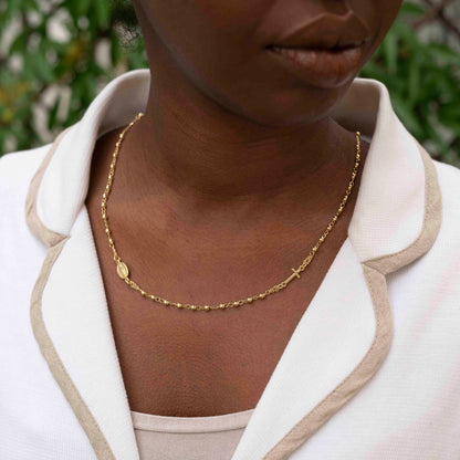 MIRACULOUS AND CROSS - NECKLACE - GOLD