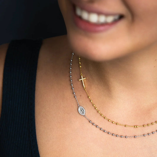 MIRACULOUS AND CROSS - NECKLACE - SILVER