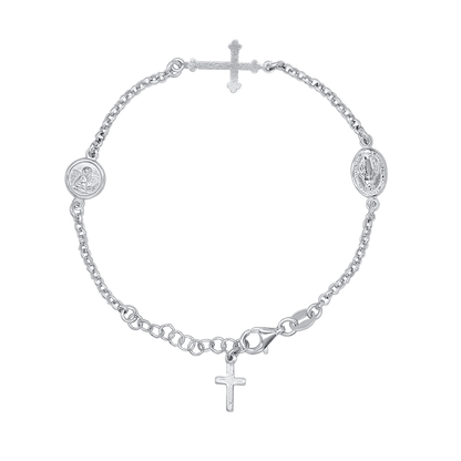MIRACULOUS MEDAL AND ANGEL - BRACELET - SILVER