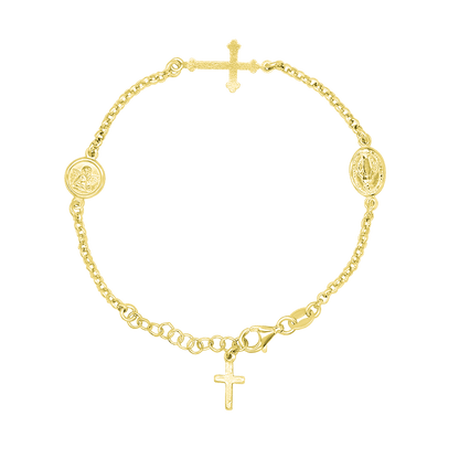 MIRACULOUS MEDAL AND ANGEL - BRACELET - GOLDEN SILVER