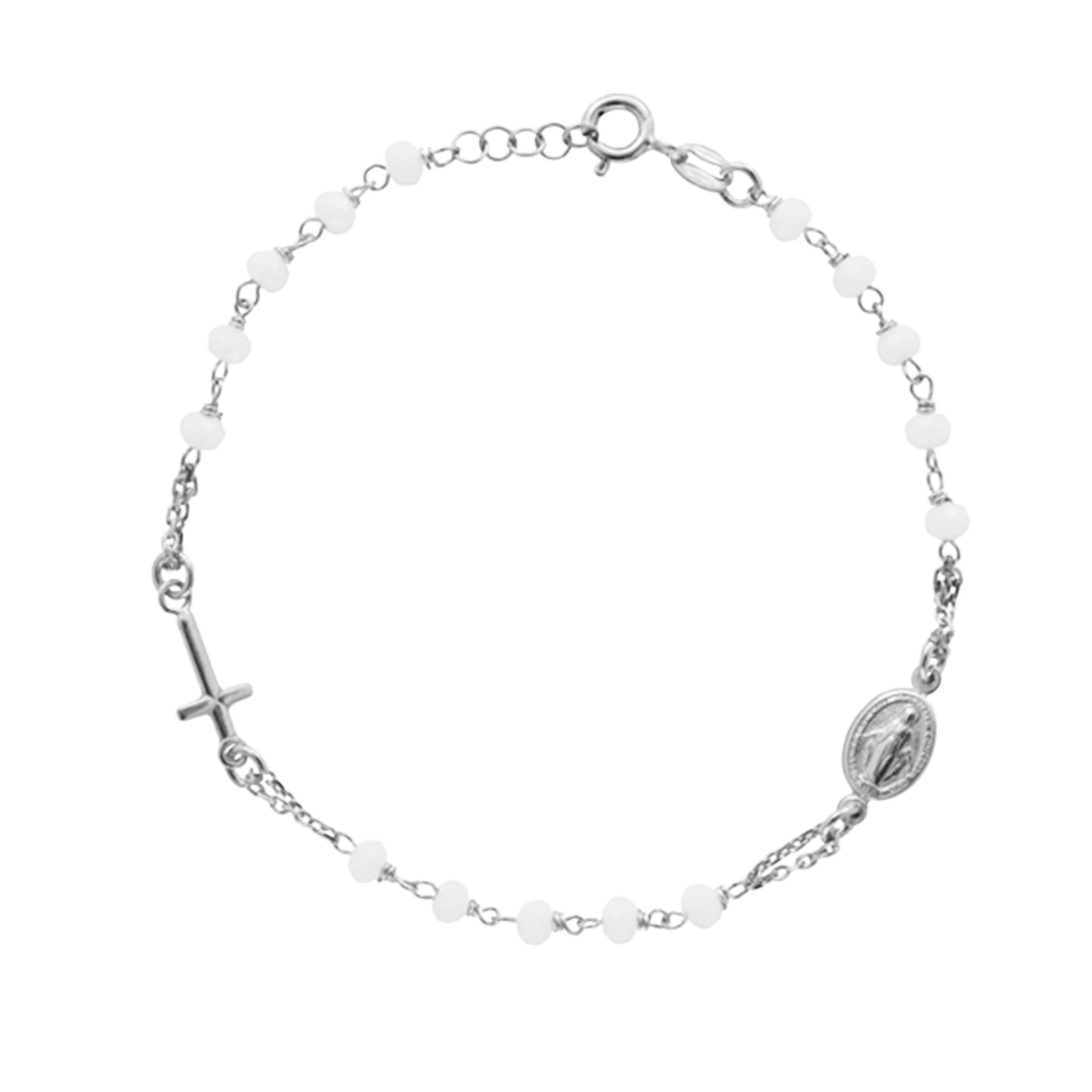 MIRACULOUS MEDAL AND CROSS - BRACELET - SILVER