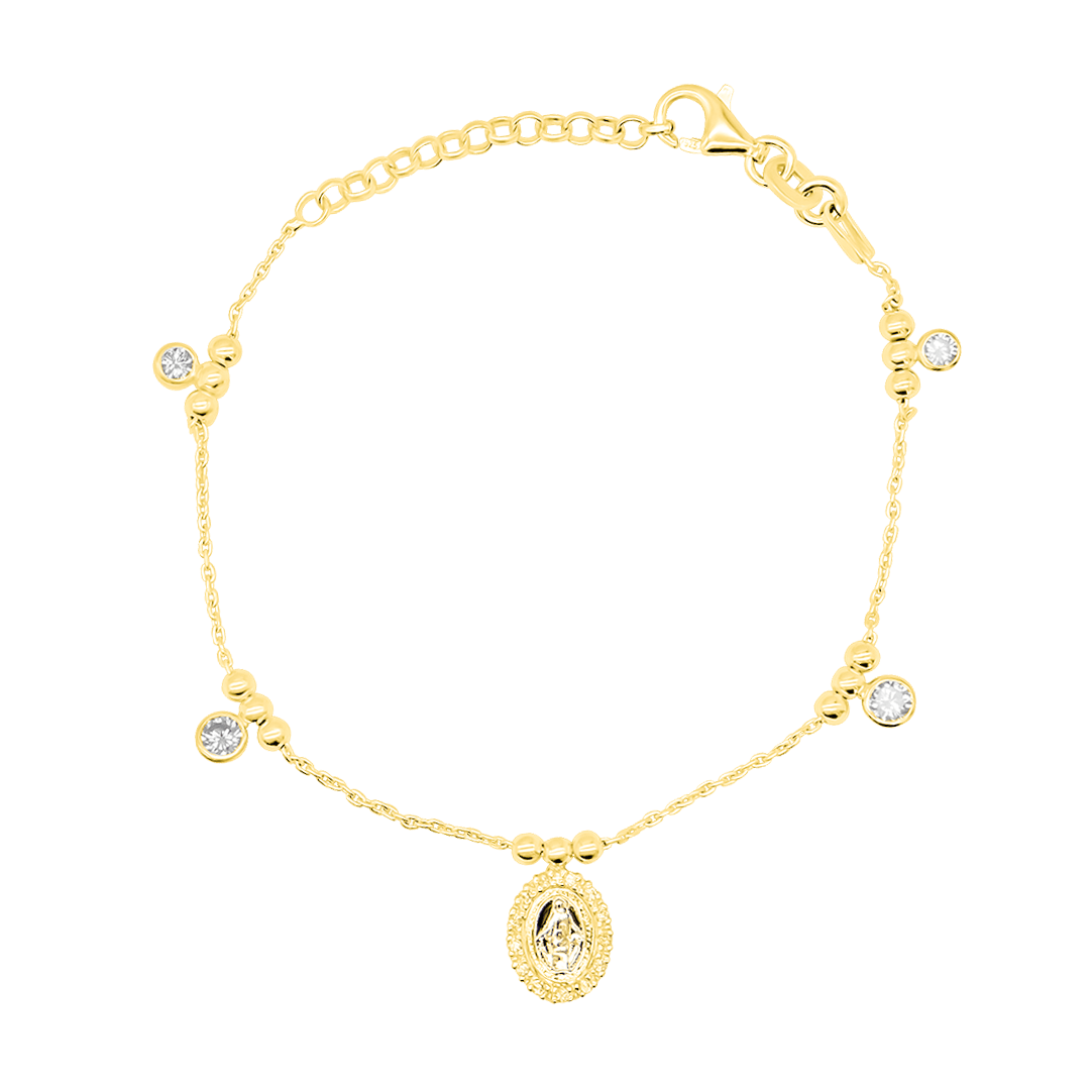 MIRACULOUS MEDAL - CHRISTIAN BRACELET - GOLDEN SILVER