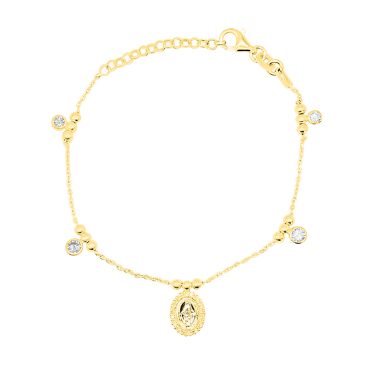 MIRACULOUS MEDAL - CHRISTIAN BRACELET - GOLDEN SILVER