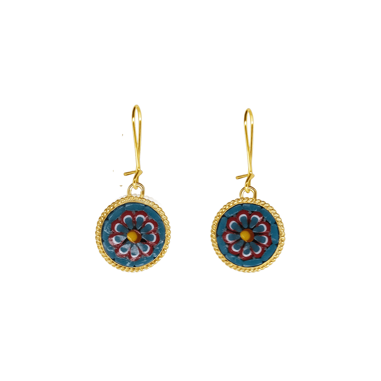 EARRINGS - MICROMOSAIC JEWELRY - GOLDEN  METAL