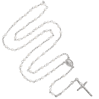 MOTHER OF PEARL ROSARY - SILVER