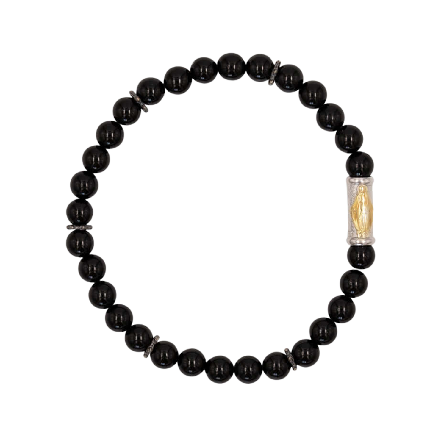 OUR LADY OF GRACE BRACELET - ONYX AND SILVER