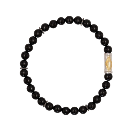 OUR LADY OF GRACE BRACELET - ONYX AND SILVER