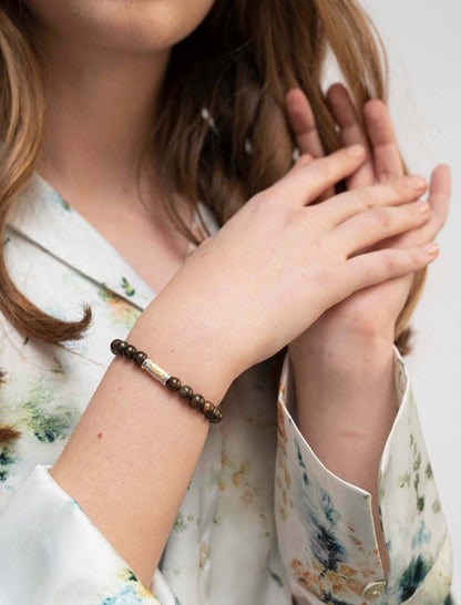 OUR LADY OF GRACE BRACELET - BRONZITE AND SILVER