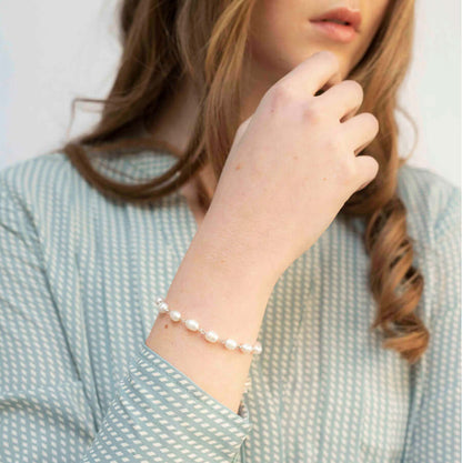 PEARL ROSARY BRACELET - SILVER