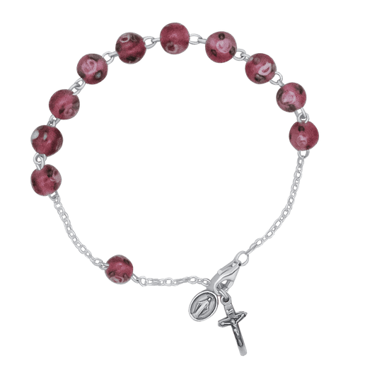 ROSARY BRACELET - PINK MURANO GLASS AND SILVER