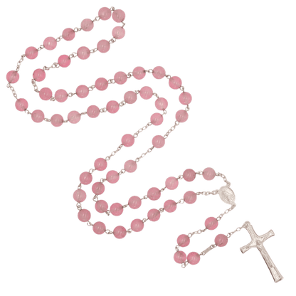 ROSE QUARTZ - ROSARY - SILVER