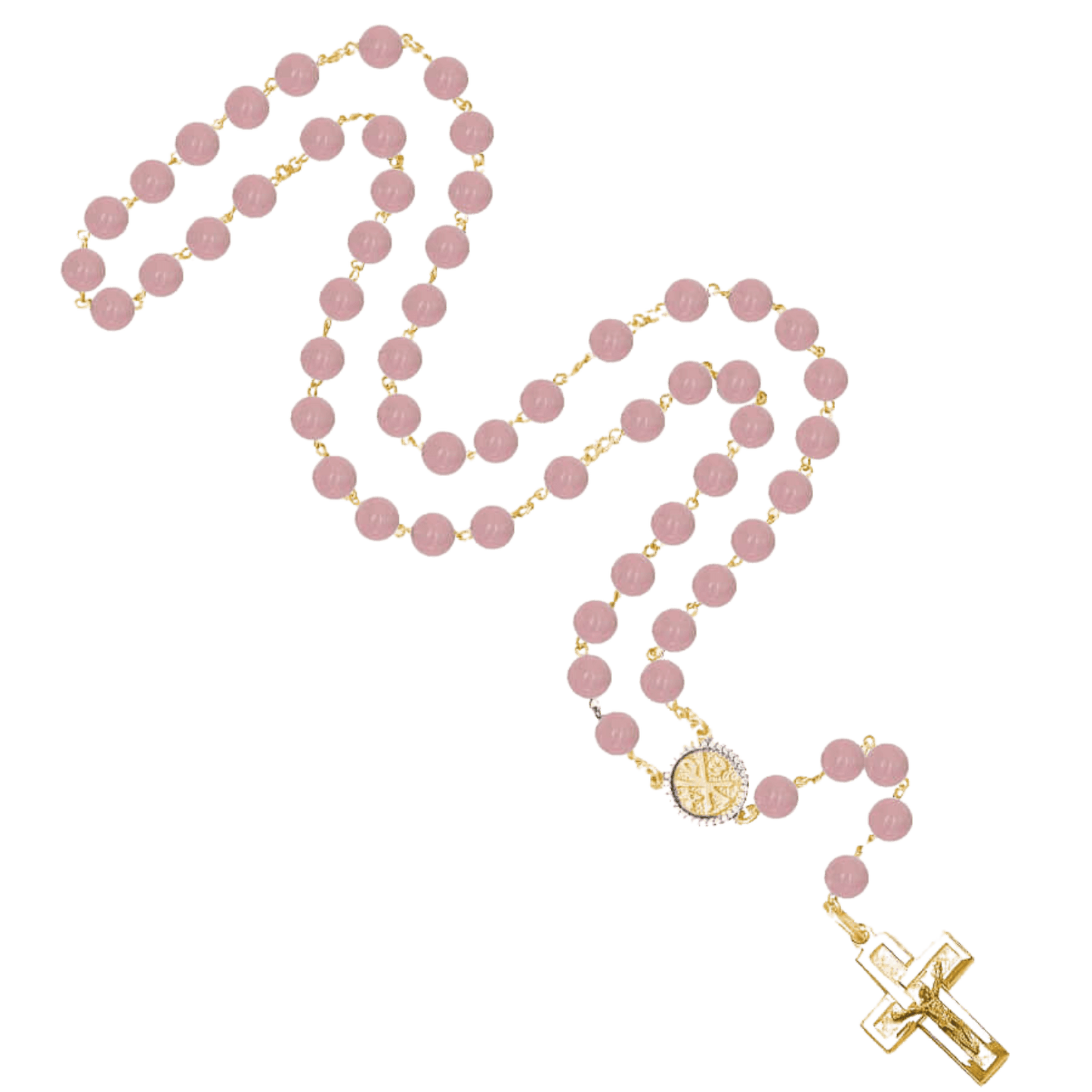 ROSE QUARTZ ROSARY - VERMEIL SILVER