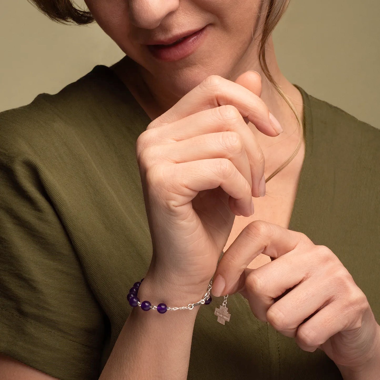 ROSARY BRACELET AMETHYST - SILVER