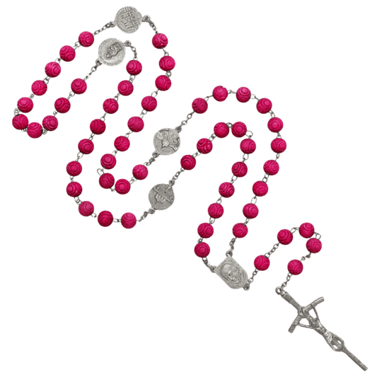 SCENTED ROSE PETAL ROSARY- METAL