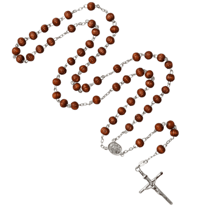 ROSEWOOD BEADS ROSARY - SILVER