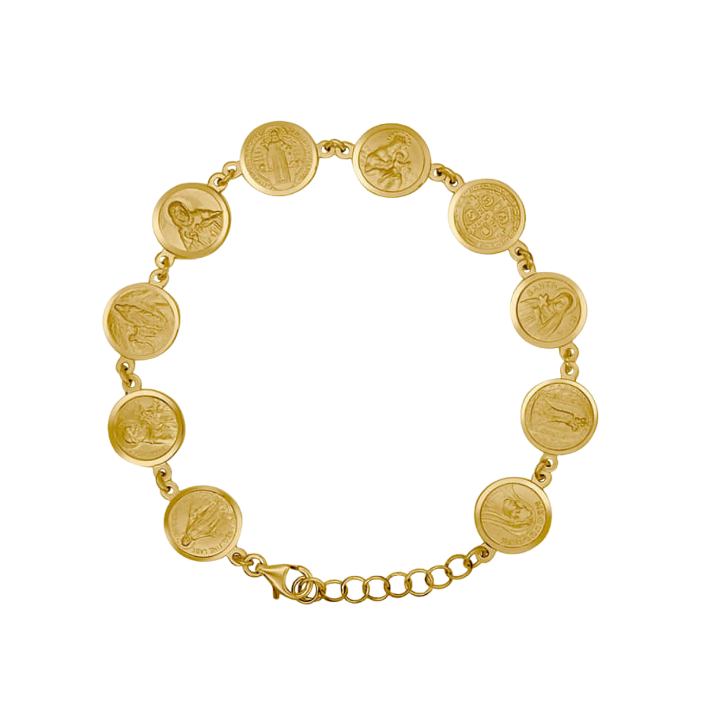 CATHOLIC MEDALS BRACELET - GOLDEN SILVER