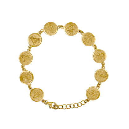 CATHOLIC MEDALS BRACELET - GOLDEN SILVER