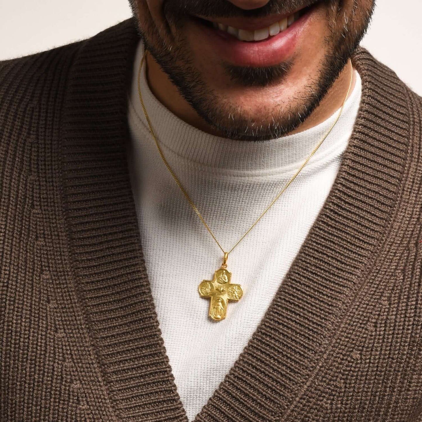SCAPULAR - CROSS PENDANT - VERMEIL SILVER