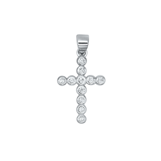 CROSS PENDANT - SILVER AND ZIRCONIA