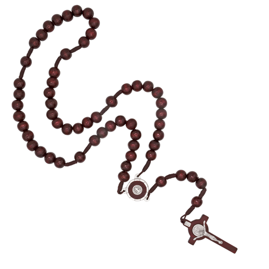 ST BENEDICT - LARGE ROSARY BEADS - RED